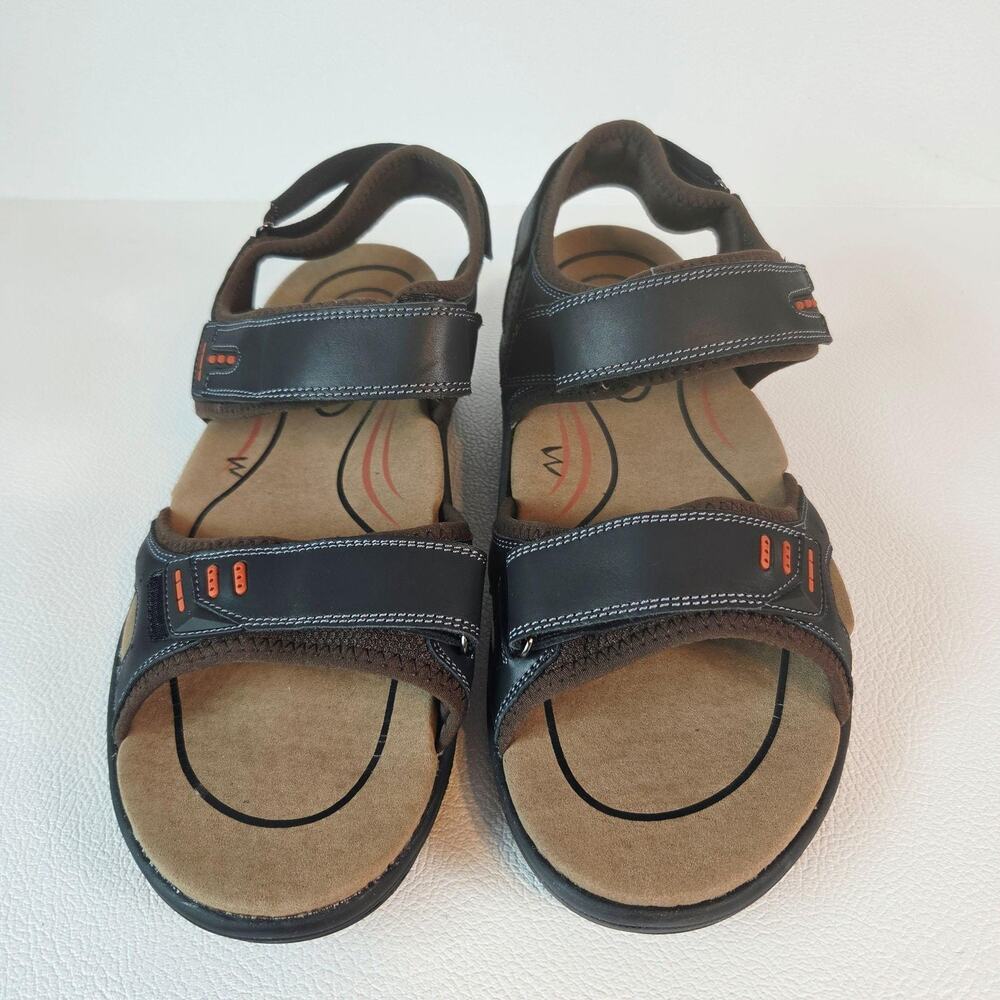 Orthofeet Sandals Mens 14 EE Wide Brown 561 Cambria Orthopedic Walking Comfort